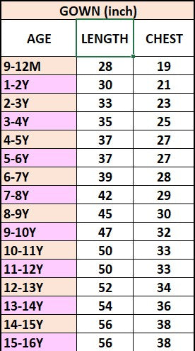 Size chart