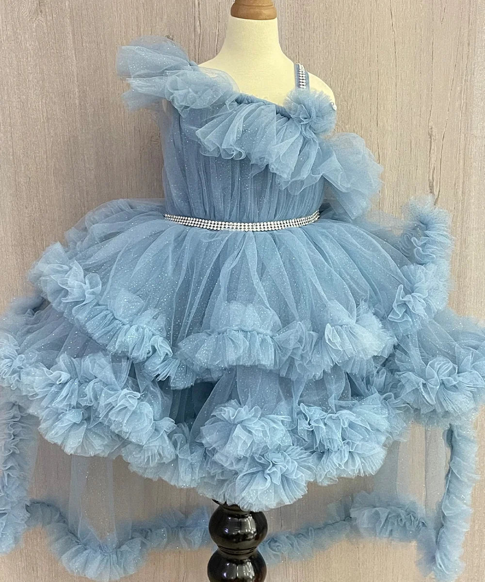 Powder Blue Colored Birthday Frock for Girls