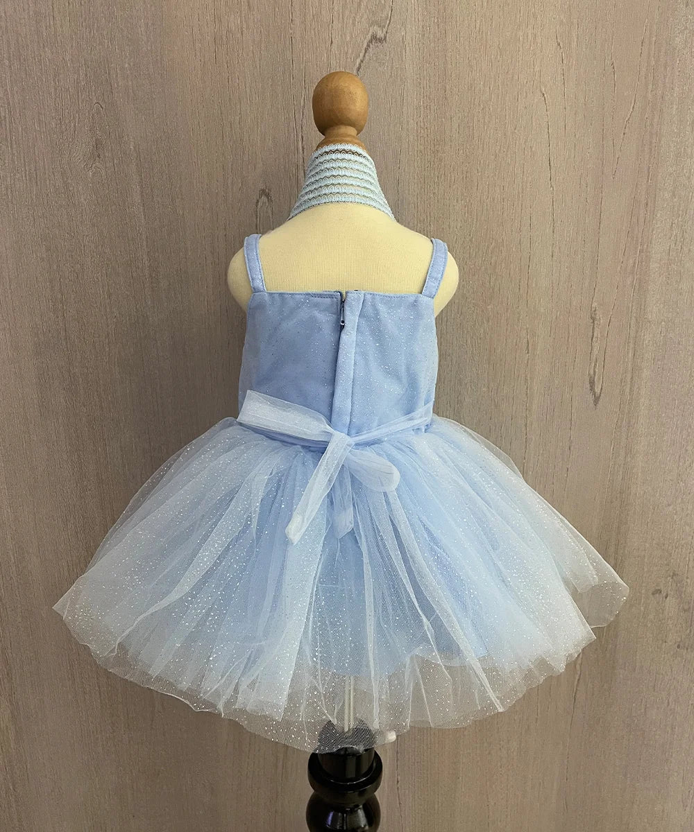 Sky Blue Colored Party Frock for Little Ones