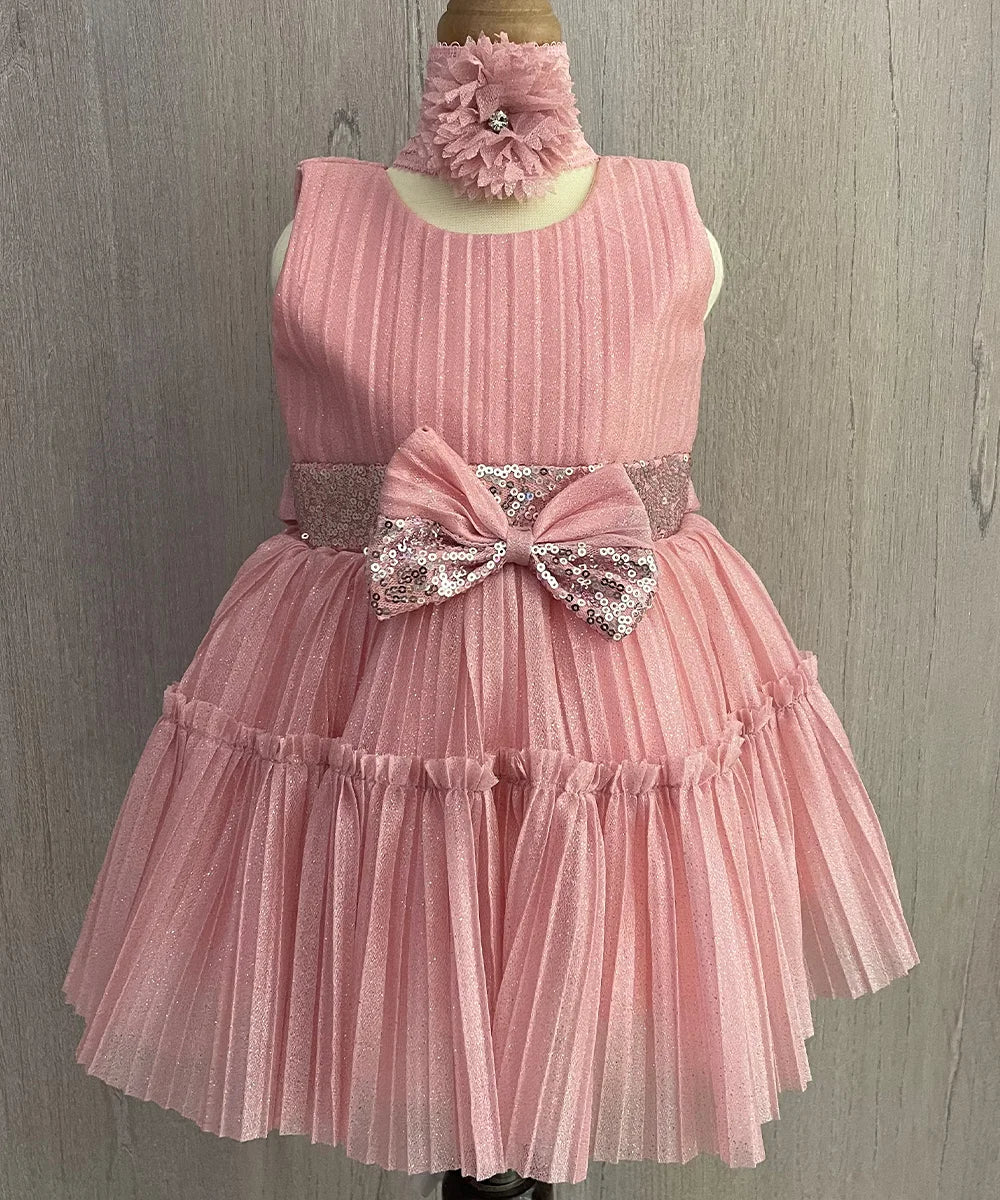 Pink Colored Baby Girl Frock for Birthday