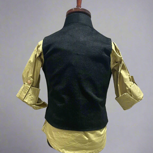 back view of waist coat suit set for boys