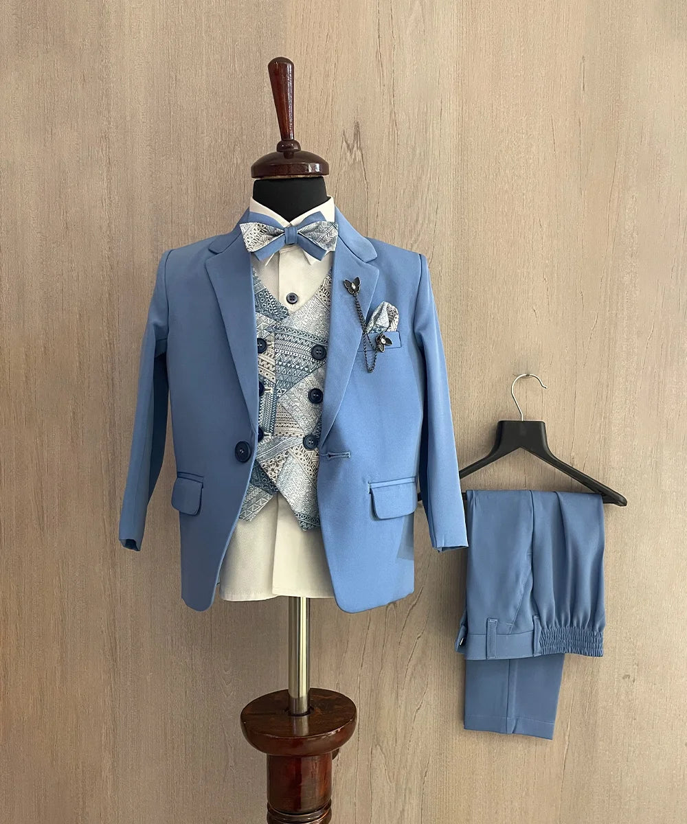 Sky Blue Colored Coat Suit for Wedding