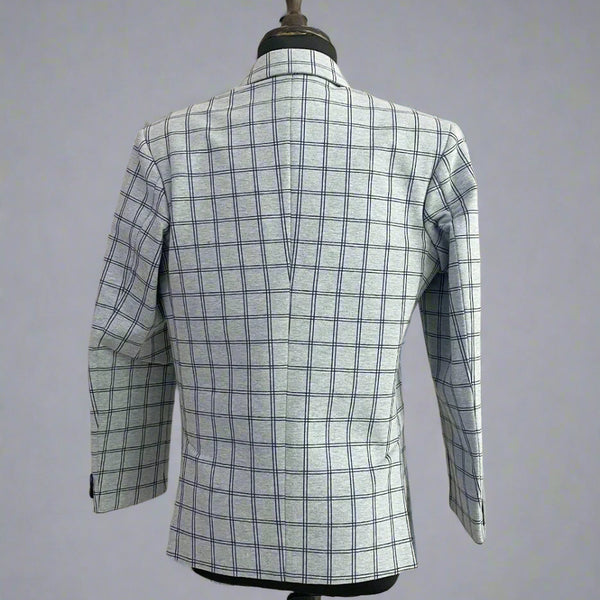 back view for blue checked blazer for boys 
