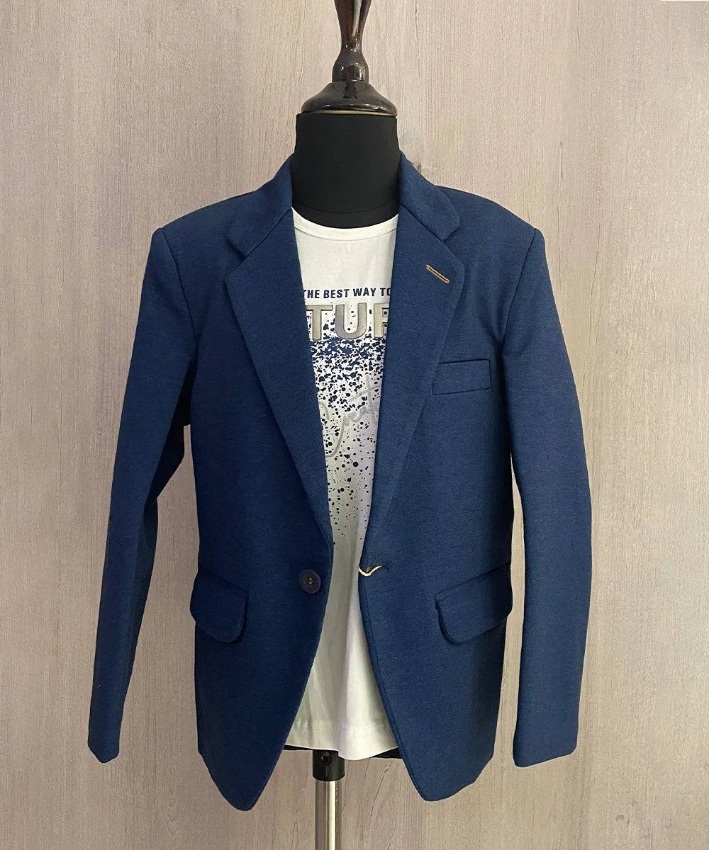 Blue Coloured Blazer with Printed T-Shirt for Boys