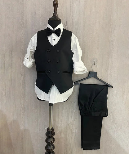 Pre Order: Black Coloured Shimmer Coat Suit for Boys