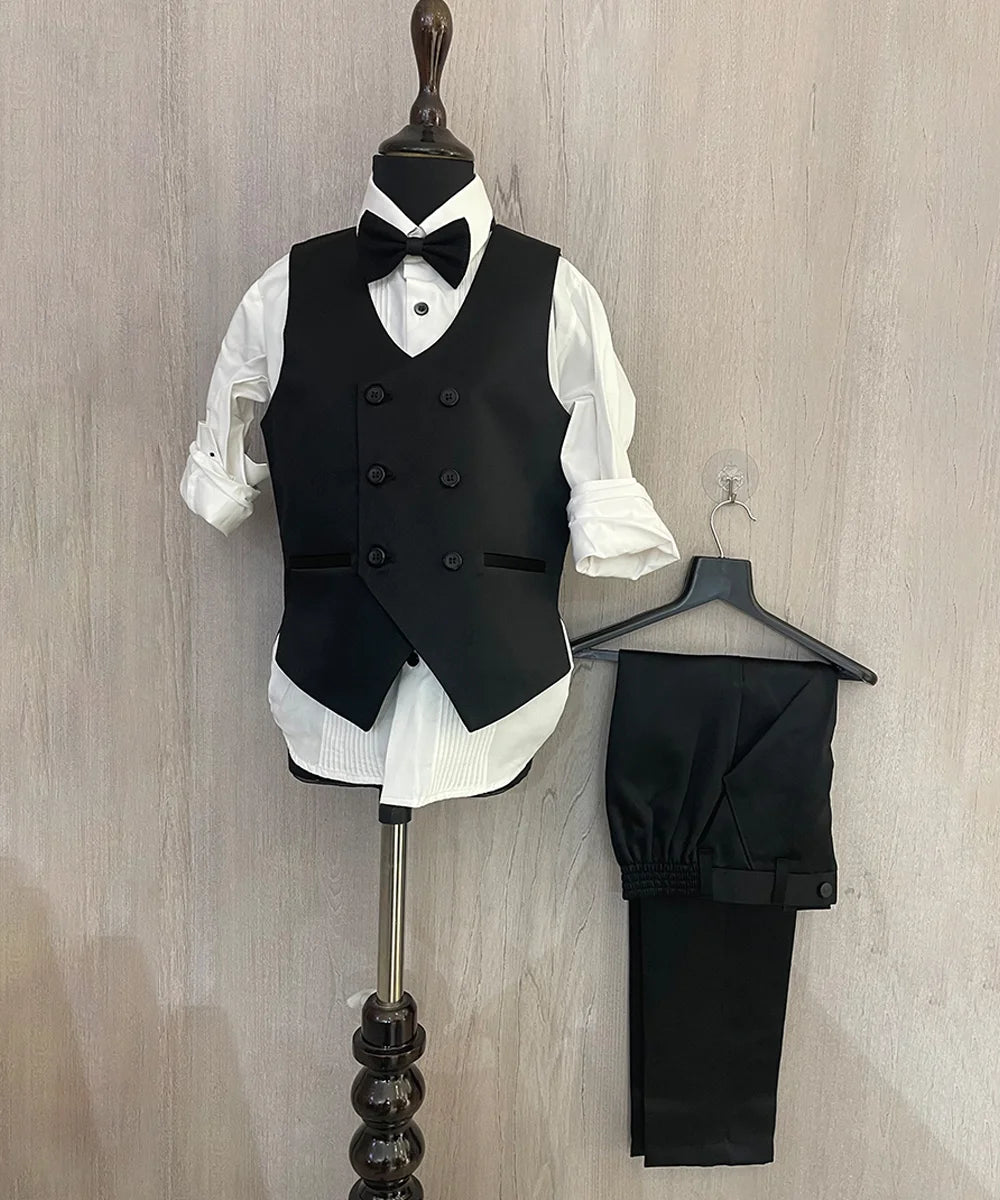 Pre-Order: Black Coloured Shimmer Coat Suit for Boys