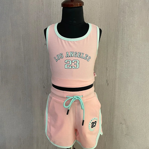 Baby Pink Colored Co-Ord Set for summers for Girls