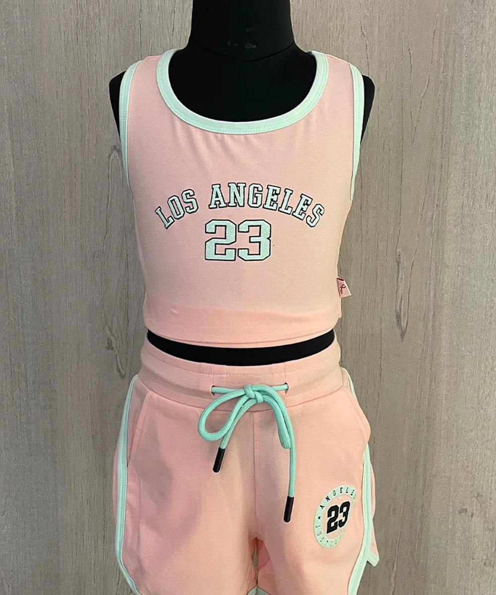 Baby Pink Colored Co-Ord Set for summers for Girls