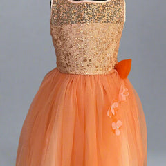 shimmery orange frock for baby girls 