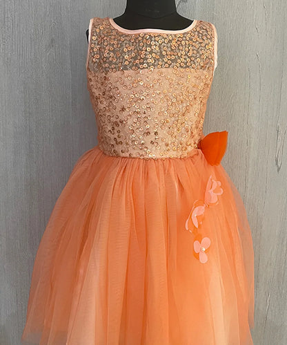 Orange Colored Frock for Party for Little Girl