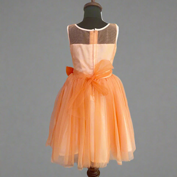 back view of orange frock for baby girls  