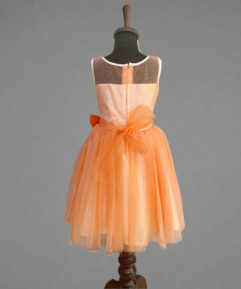 back view of orange frock for baby girls  