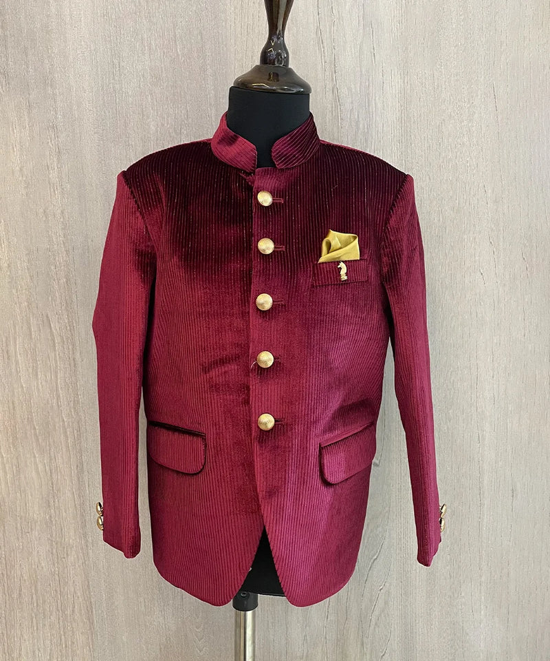 velvet maroon jodhpuri for boys