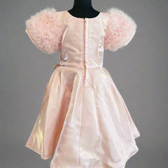 back view of peach frock for girls 