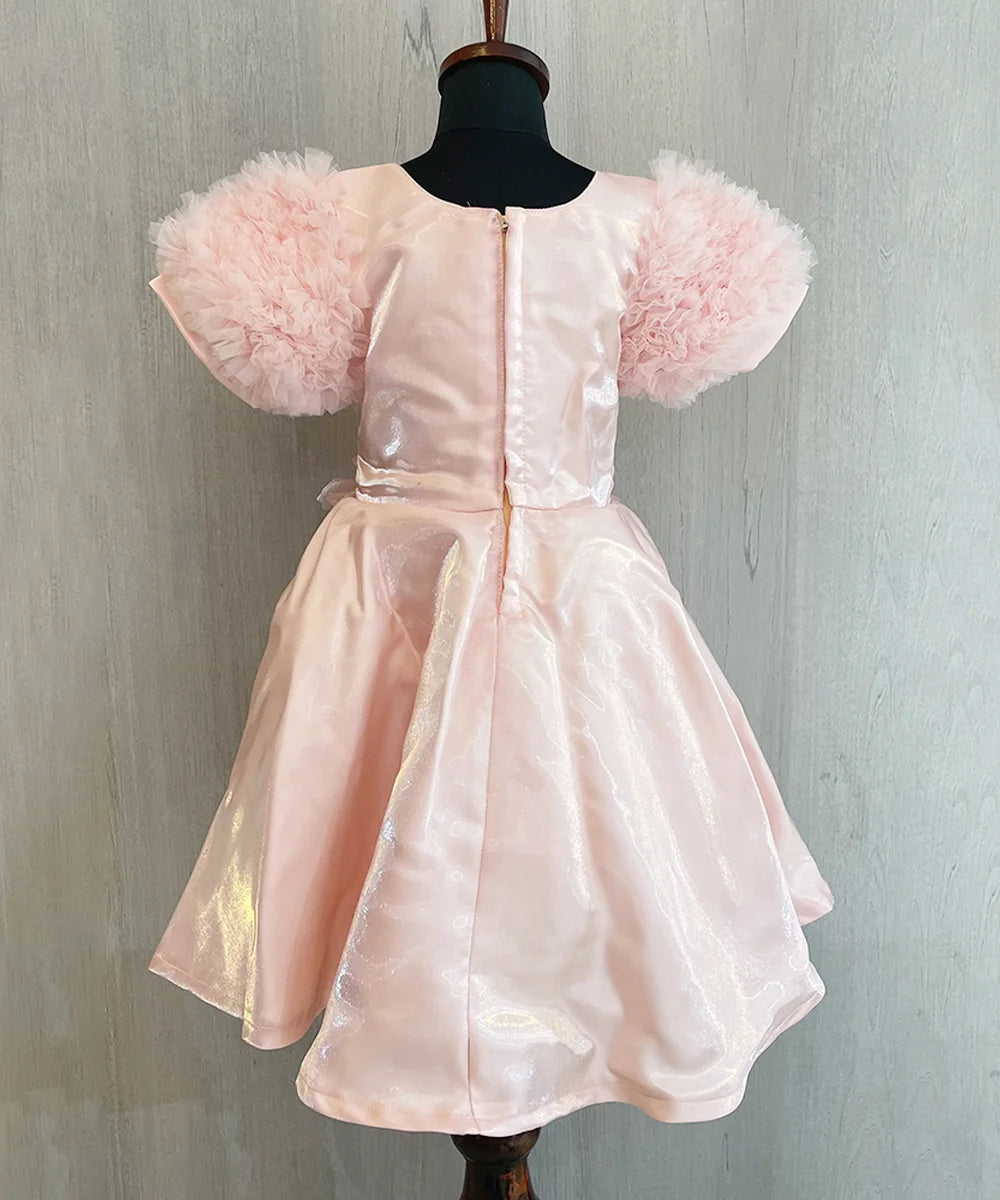 Peach Colored Party Frock for Little Girls