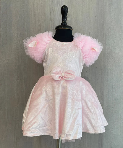 Baby Pink Colored Party Frock for Girls