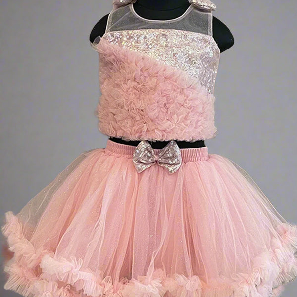 baby pink skirt top set for baby girls 
