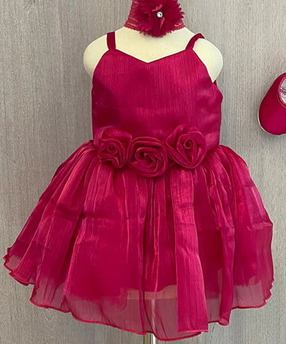 Rani Pink Coloured Party Frock for Girls