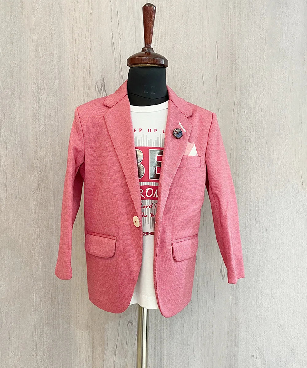 Pink Colored Blazer Set for Kid Boys
