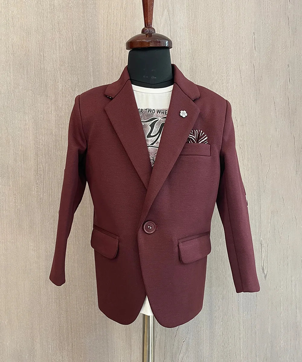 Maroon Colored Blazer Set for Boys for weddings