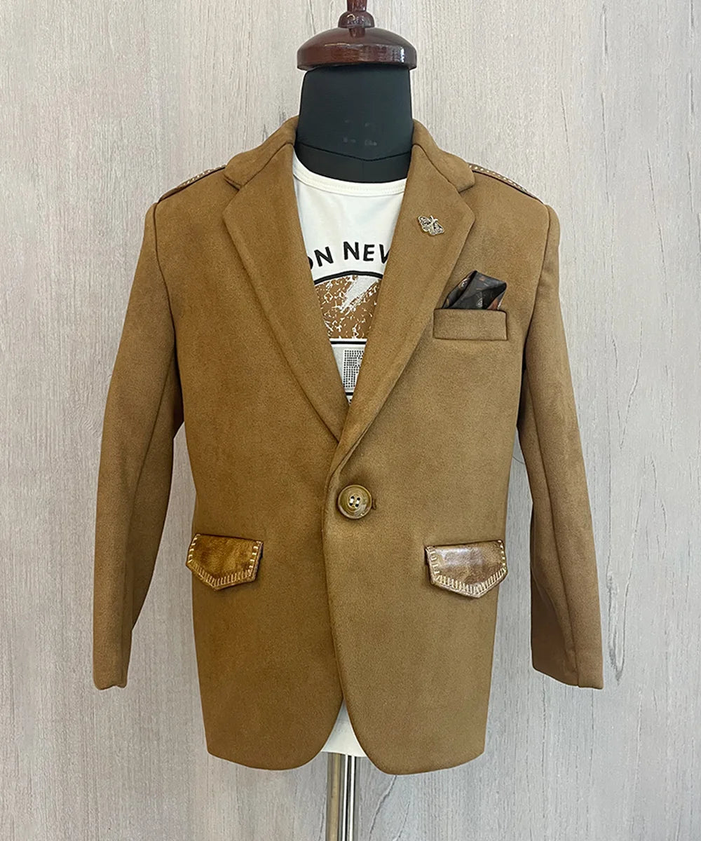 Tan Brown Colored Blazer Set for Winter Looks