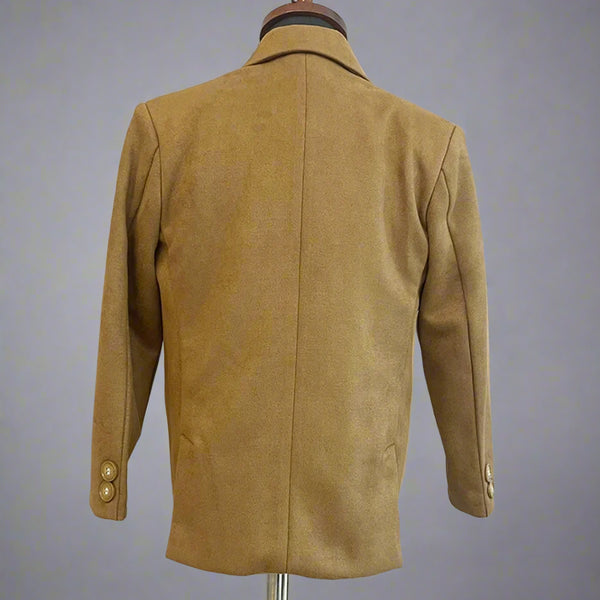 back view of brown blazer set for boys 