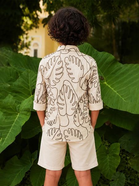 Boys Designer Leaf Shirt