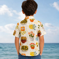 Boys Nature Print Half Sleeve Shirt