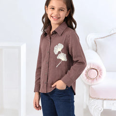 Latest coffee brown satin party shirt for girls, Devils N Angels Jaipur, view 3