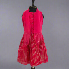 back view of rani pink lehenga for small girls