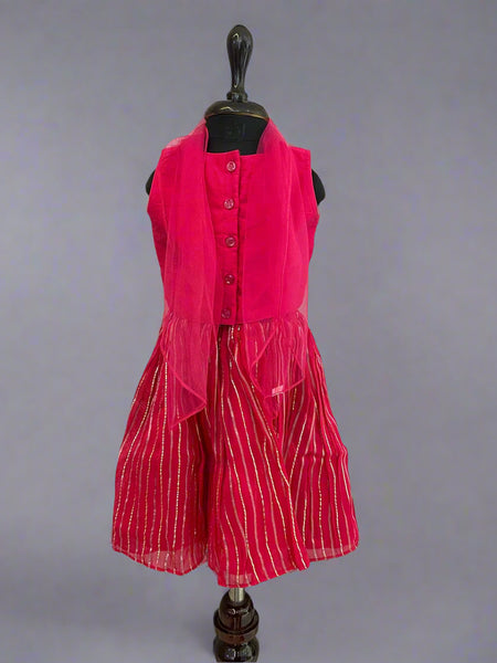 back view of rani pink lehenga for small girls
