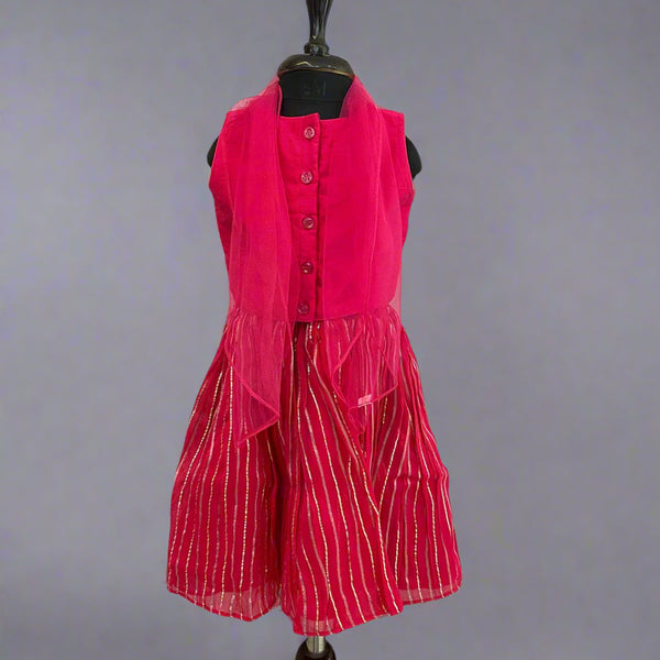 back view of rani pink lehenga for small girls