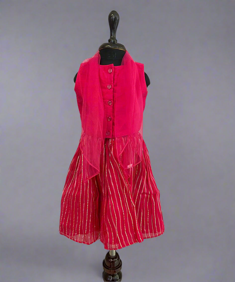 back view of rani pink lehenga for small girls