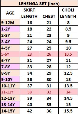Size chart