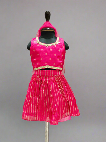 Pink Color Lehenga Set For small girls with matching dupatta