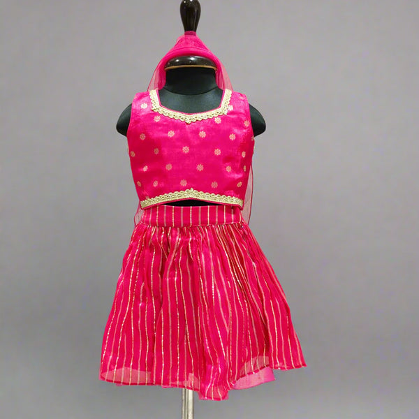 Pink Color Lehenga Set For small girls with matching dupatta