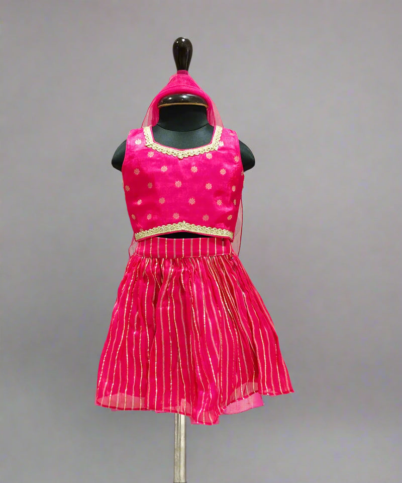 Pink Color Lehenga Set For small girls with matching dupatta