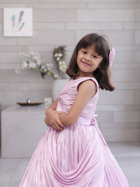 pink long gown for girls 