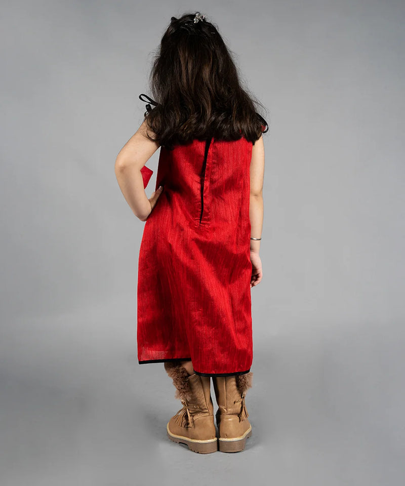 back view of printed dress for girls 