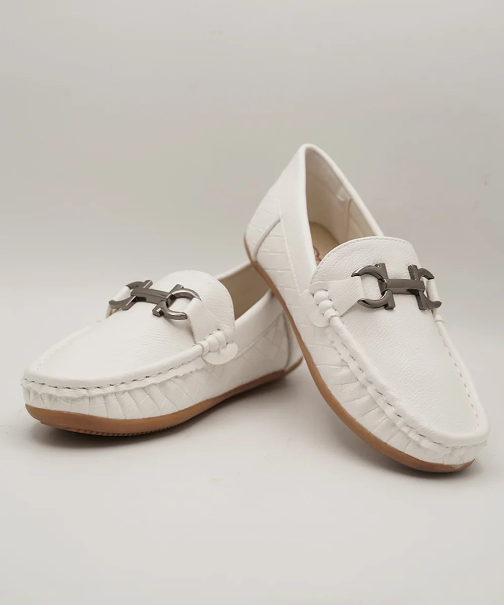 White Formal Loafers for Boys Devils n Angels