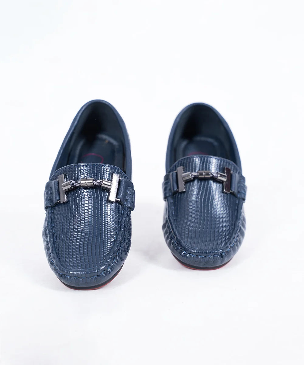 Navy Colored Self-Textured Loafers for Boys