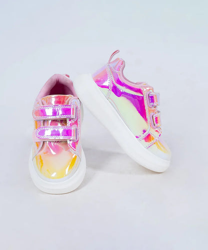 Pink Colored Multi Shade Party Sneakers for Girls