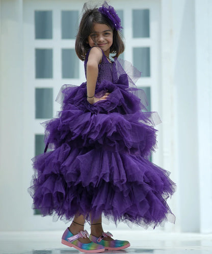 Pre-Order: Purple Colored Ruffle Gown for Party