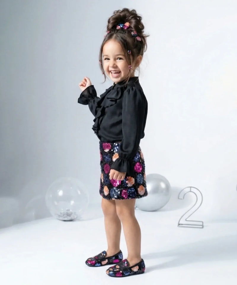 Devils N Angels Black Ruffle Top & Sequin Skirt Co-ord Set for 1-7 Years Girls Jaipur
