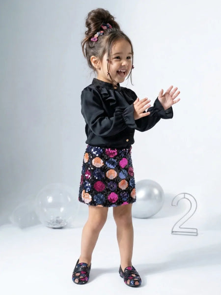 Devils N Angels Black Ruffle Top & Sequin Skirt Co-ord Set for 1-7 Years Girls Jaipur