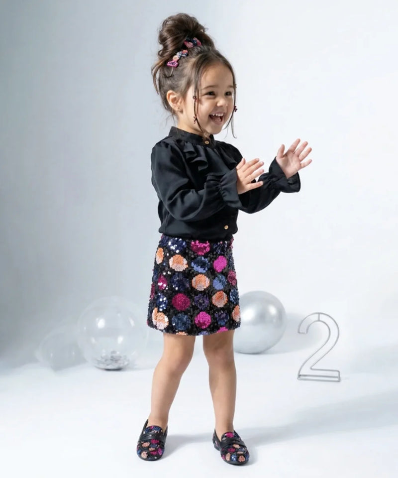 Devils N Angels Black Ruffle Top & Sequin Skirt Co-ord Set for 1-7 Years Girls Jaipur