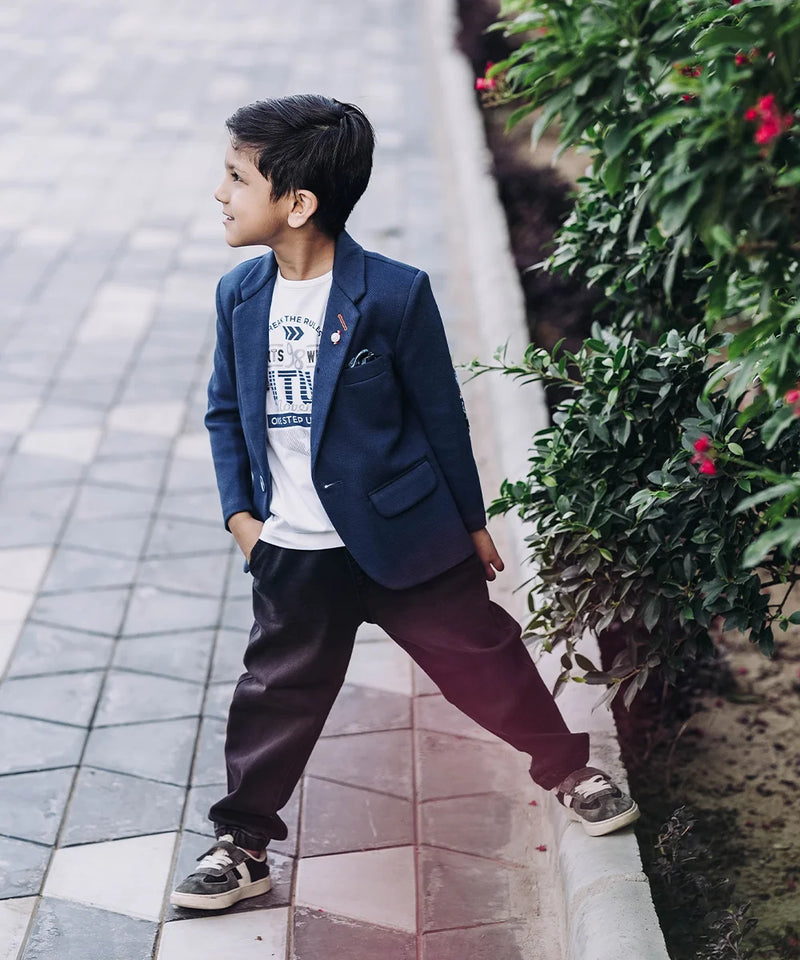 formal navy blue blazer set for boys 