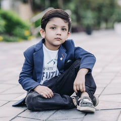 wedding wear navy blue blazer set for boys 