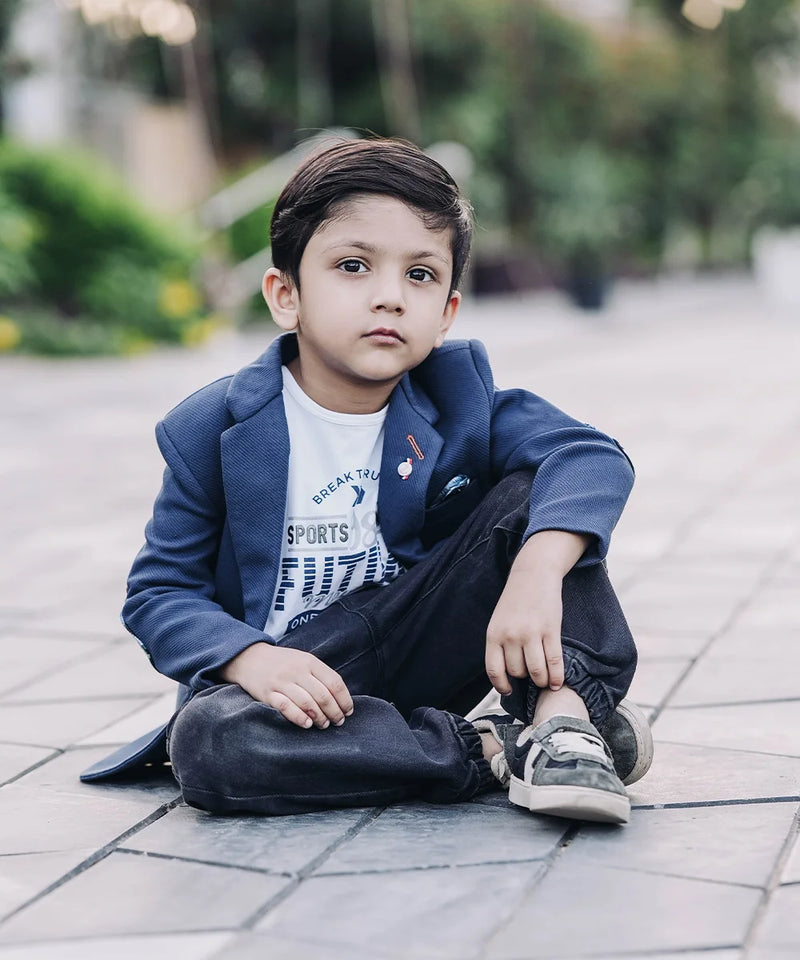 wedding wear navy blue blazer set for boys 