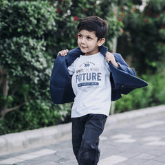 party wear navy blue blazer set for boys 
